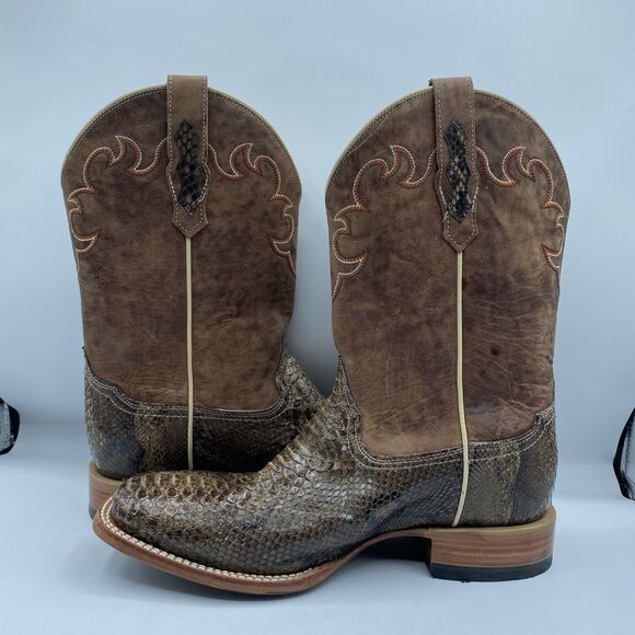 Cody James Western Boot Mens Men 10.5 D Exotic Pythons Brown Square Toe Cowboy